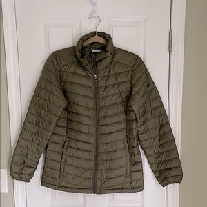 Olive green Columbia puffer jacket